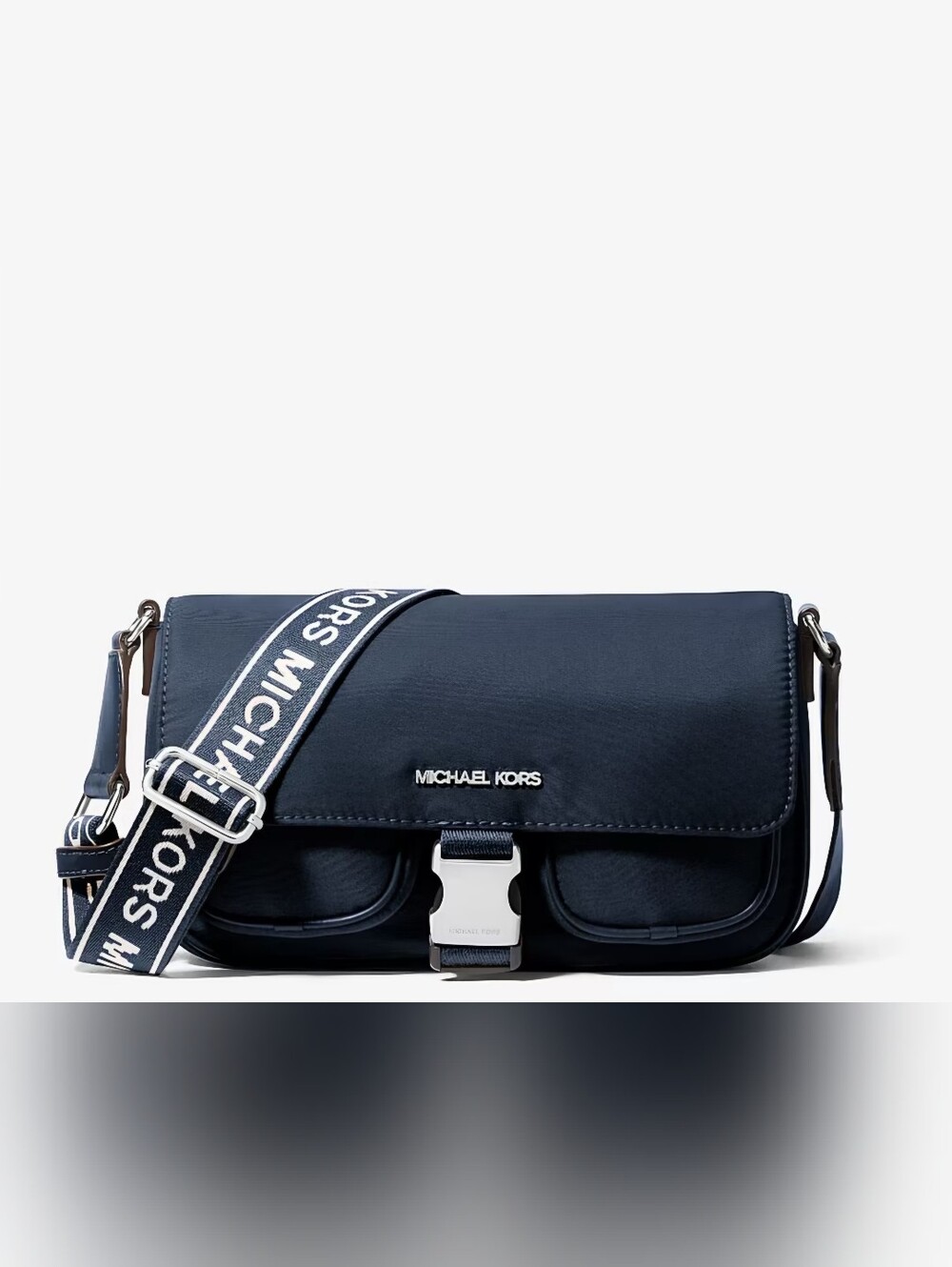 NWT Michael Kors Navy Khai Medium Double Pocket Flap Messenger Bag